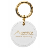Avvenice - Premium Leather Pendant - White - Keychain - Handmade in Italy - Exclusive Luxury Collection
