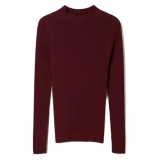 Twinset - Ribbed Wool Mock Sweater - Bordeaux - Knitwear - Made in Italy - Luxury Exclusive Collection