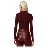 Twinset - Ribbed Wool Mock Sweater - Bordeaux - Knitwear - Made in Italy - Luxury Exclusive Collection