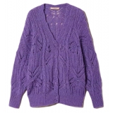 Twinset - Cardigan with Floral Openwork - Lilac - Knitwear - Made in Italy - Luxury Exclusive Collection
