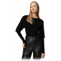Twinset - Curled Long Sleeve Sweater - Black - Knitwear - Made in Italy - Luxury Exclusive Collection