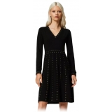 Twinset - Short Dress with Studs Detail - Black - Dress - Made in Italy - Luxury Exclusive Collection