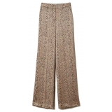 Twinset - Leopard Print Palazzo Trousers - Brown - Trousers - Made in Italy - Luxury Exclusive Collection