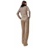 Twinset - Leopard Print Palazzo Trousers - Brown - Trousers - Made in Italy - Luxury Exclusive Collection