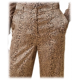 Twinset - Pantalone a Palazzo Fantasia Leopardata - Marrone - Pantaloni - Made in Italy - Luxury Exclusive Collection