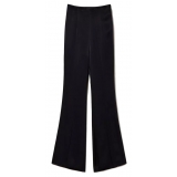 Twinset - Pantalone Flare in Raso Opaco - Nero - Pantaloni - Made in Italy - Luxury Exclusive Collection