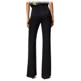 Twinset - Matt Satin Flare Trousers - Black - Trousers - Made in Italy - Luxury Exclusive Collection