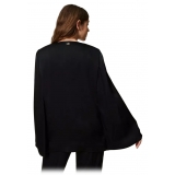Twinset - Opaque Satin Cape Blazer - Black - Jackets - Made in Italy - Luxury Exclusive Collection