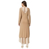 Twinset - Knitted Seamless Dress with Petticoat - Beige - Dress - Made in Italy - Luxury Exclusive Collection