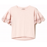 Twinset - T-Shirt con Maniche Ampie in Pizzo - Rosa - Giacche - Made in Italy - Luxury Exclusive Collection