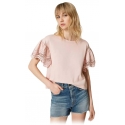 Twinset - T-Shirt with Wide Lace Sleeves - Pink - T-Shirt - Made in Italy - Luxury Exclusive Collection