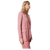 Twinset - Blazer Monopetto Disegno Chevron - Rosa - Giacche - Made in Italy - Luxury Exclusive Collection