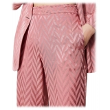 Twinset - Chevron Design Wide Leg Trousers - Pink - Trousers - Made in Italy - Luxury Exclusive Collection