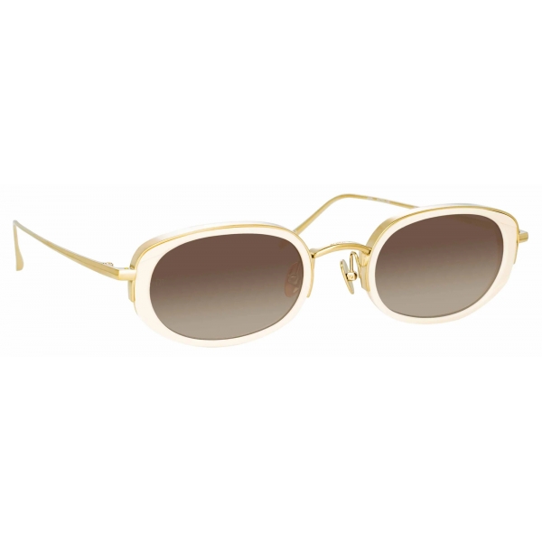 Linda Farrow - Rosie Oval Sunglasses in Cream - LFL1142C4SUN - Linda Farrow Eyewear