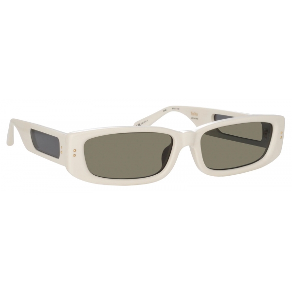 Linda Farrow - Talita Rectangular Sunglasses in White - LFL1419C3SUN - Linda Farrow Eyewear