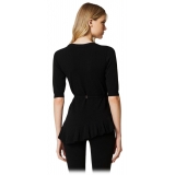 Twinset - Asymmetrical Seamless Sweater - Black - Top - Made in Italy - Luxury Exclusive Collection