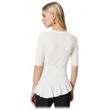 Twinset - Asymmetrical Seamless Sweater - White - Top - Made in Italy - Luxury Exclusive Collection