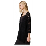 Twinset - Maxi Cardigan in Pizzo - Nero - Giacche - Made in Italy - Luxury Exclusive Collection