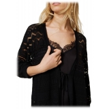 Twinset - Maxi Cardigan in Pizzo - Nero - Giacche - Made in Italy - Luxury Exclusive Collection