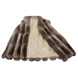 La Prima Luxury - Soffio Beige - Beige Leather Gillet - 18 kt Gold Hooks - Fur Coat - Luxury Exclusive Collection