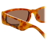 Linda Farrow - Talita Rectangular Sunglasses in Saffron Tortoiseshell - LFL1419C4SUN - Linda Farrow Eyewear