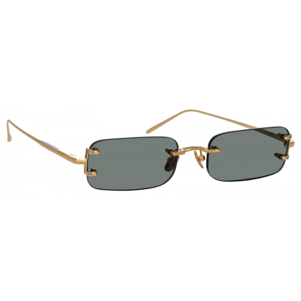 The Row // X Linda Farrow Brown & Gold Circular Sunglasses