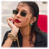 Linda Farrow - Taylor Rectangular Sunglasses in Yellow Gold Green - LFL1131C9SUN - Linda Farrow Eyewear