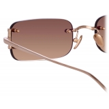 Linda Farrow - Taylor Rectangular Sunglasses in Light Gold Sand - LFL1131C10SUN - Linda Farrow Eyewear