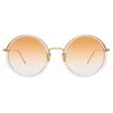 Linda Farrow - Tracy Round Sunglasses in Clear Gold - LFL239C86SUN - Linda Farrow Eyewear