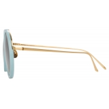 Linda Farrow - Tracy Round Sunglasses in Porcelain Blue - LFL239C70SUN - Linda Farrow Eyewear