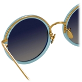 Linda Farrow - Tracy Round Sunglasses in Porcelain Blue - LFL239C70SUN - Linda Farrow Eyewear
