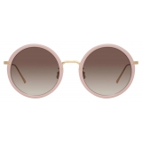 Linda Farrow - Occhiali da Sole Tracy Round in Cammeo Rosa - LFL239C69SUN - Linda Farrow Eyewear