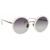 Linda Farrow - Tracy Round Sunglasses in White - LFL239C68SUN - Linda Farrow Eyewear