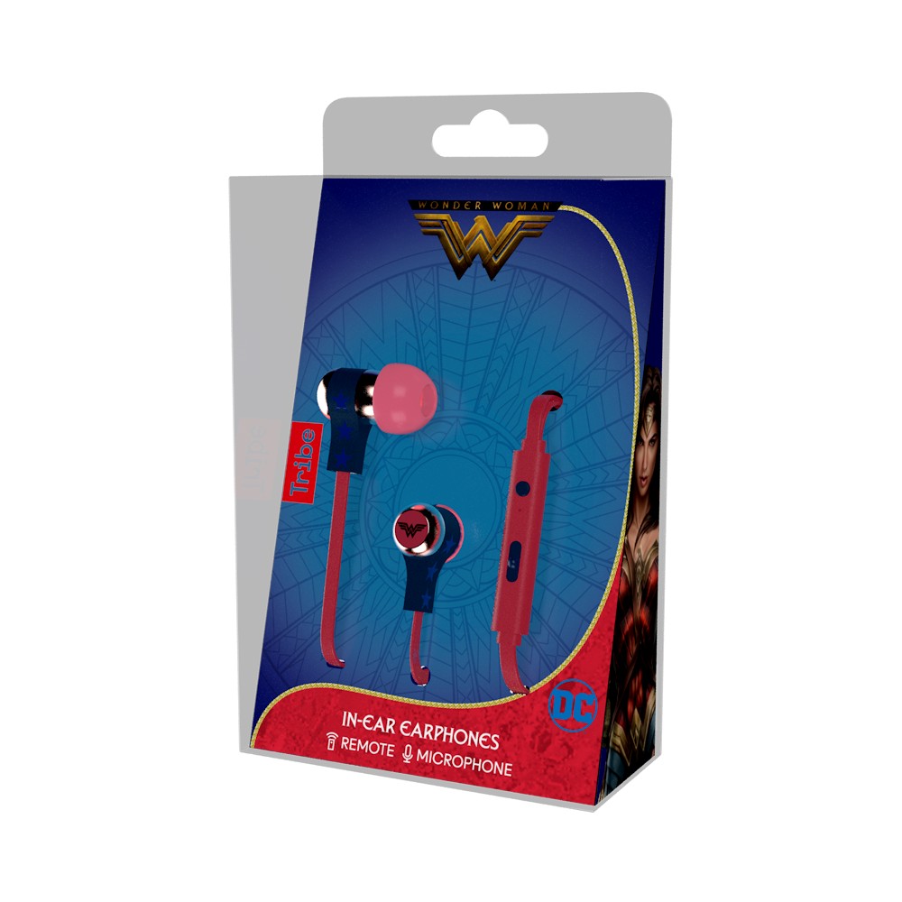 Tribe DC Comics Auricolari I Cuffie In-Ear Stereo con Microfono per Cellulare e comando multifunzione Wonder Woman