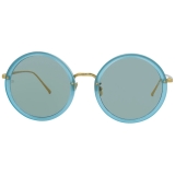 Linda Farrow - Tracy Round Sunglasses in Milky Blue - LFL239C60SUN - Linda Farrow Eyewear