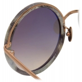 Linda Farrow - Tracy Round Sunglasses in Grey Marble - LFL239C50SUN - Linda Farrow Eyewear