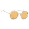 Linda Farrow - Occhiali da Sole Tracy Round in Trasparente Marrone - LFL239C30SUN - Linda Farrow Eyewear