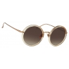 Linda Farrow - Tracy Round Sunglasses in Ash - LFL239C34SUN - Linda Farrow Eyewear