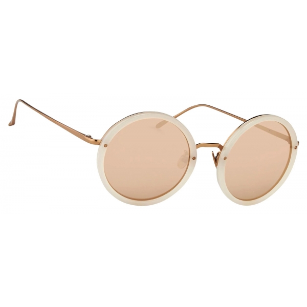Linda Farrow - Tracy Round Sunglasses in Milky Pink - LFL239C29SUN - Linda Farrow Eyewear