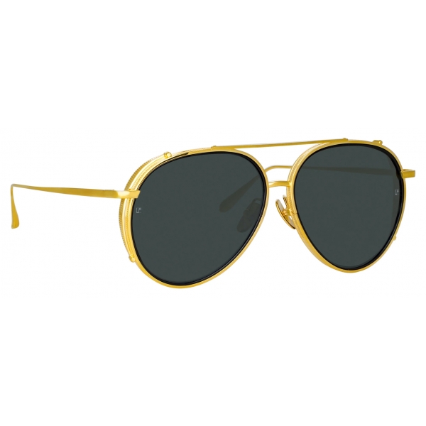 Linda Farrow - Torino Aviator Sunglasses in Yellow Gold - LFL1360C2SUN - Linda Farrow Eyewear