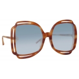 Linda Farrow - Valentina Squared Sunglasses in Horn - LFL1173C3SUN - Linda Farrow Eyewear