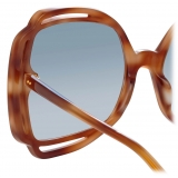 Linda Farrow - Valentina Squared Sunglasses in Horn - LFL1173C3SUN - Linda Farrow Eyewear