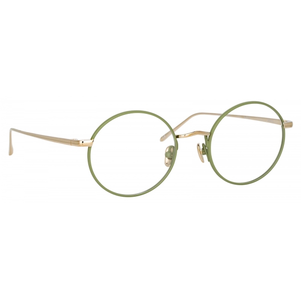 Linda Farrow - Adams Oval Optical Glasses in Light Gold Khaki - LFL925C6OPT - Linda Farrow Eyewear