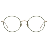 Linda Farrow - Adams Oval Optical Glasses in Light Gold Khaki - LFL925C6OPT - Linda Farrow Eyewear