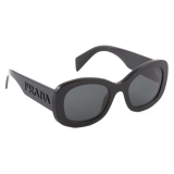 Prada - Prada Logo - Round Rectangular Sunglasses - Black Slate Gray - Prada Collection - Sunglasses - Prada Eyewear
