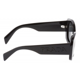 Prada - Prada Logo - Round Rectangular Sunglasses - Black Slate Gray - Prada Collection - Sunglasses - Prada Eyewear
