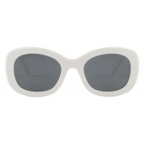 Prada - Prada Logo - Round Rectangular Sunglasses - Chalk White Slate Gray - Prada Collection - Sunglasses - Prada Eyewear