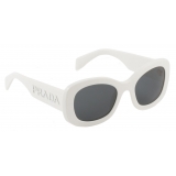 Prada - Prada Logo - Round Rectangular Sunglasses - Chalk White Slate Gray - Prada Collection - Sunglasses - Prada Eyewear