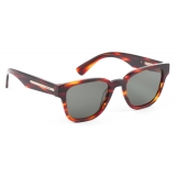 Prada - Iconic Metal Plaque - Pantos Sunglasses - Striped Briarwood - Prada Collection - Sunglasses - Prada Eyewear