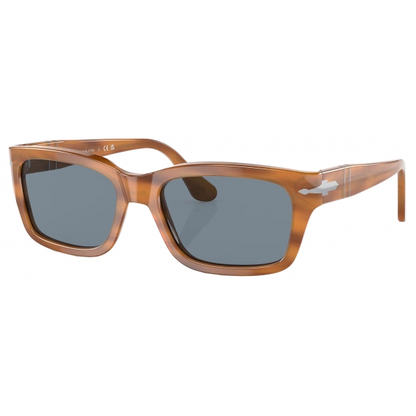 Persol - PO3301S - Striped Brown / Light Blue - Sunglasses - Persol Eyewear